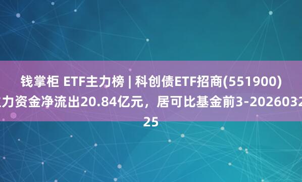 钱掌柜 ETF主力榜 | 科创债ETF招商(551900)主力资金净流出20.84亿元，居可比基金前3-20260325